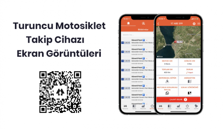 Turuncu Motosiklet Takip Cihazı Ekran Görüntüleri