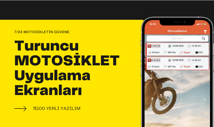 Turuncu Motosiklet Uygulama Ekranları